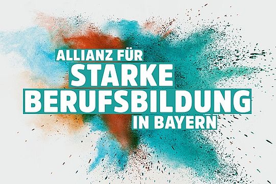 Grafik mit Schriftzug „Allianz für starke Berufsbildung in Bayern“.